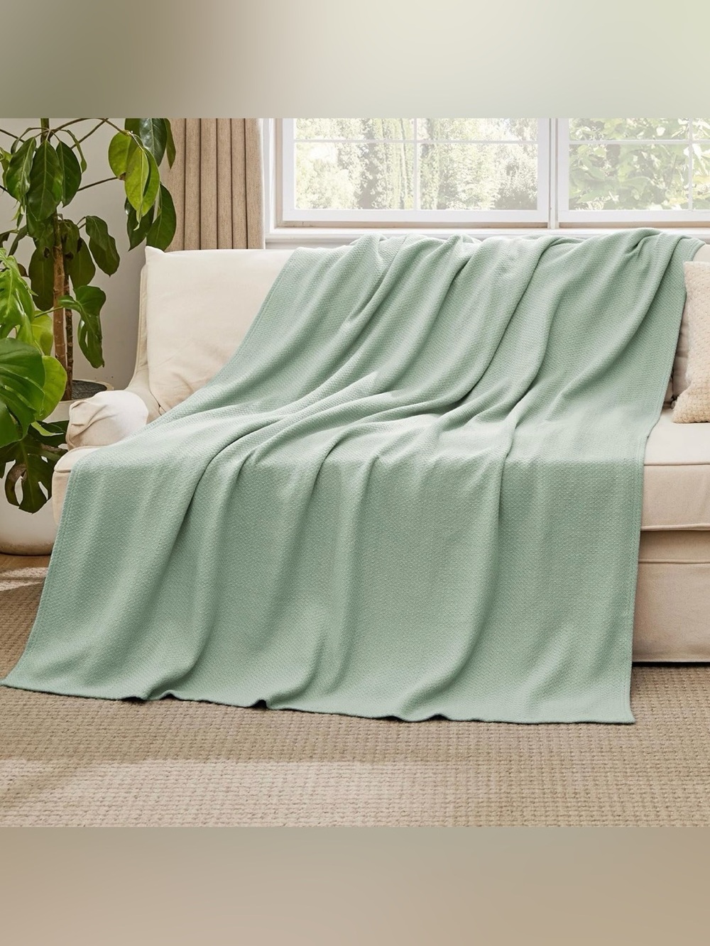 Lightweight Mint Green Throw Blanket -